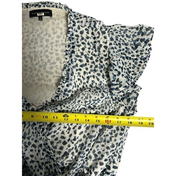 Slate & Willow Womens Blue/white Floral Layered Ruffle Boho‎ Coastal Vibe Large - Picture 9 of 12